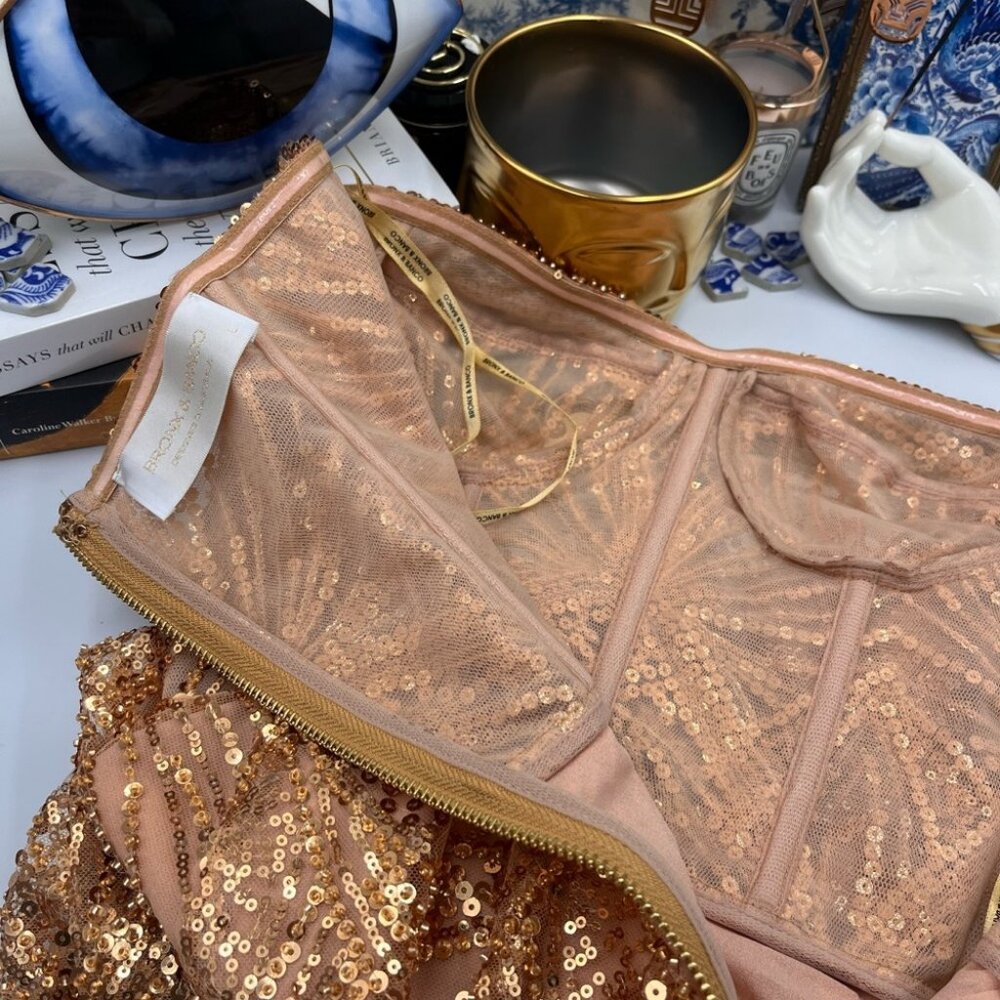 🆕 BRONX & BANCO 🧿 NWOT Giselle Midi Dress, Gold - Size L - Picture 10 of 16